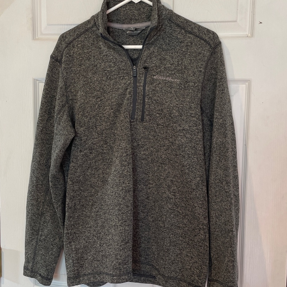 Eddie Bauer Size Medium Charcoal Heather Quarter-Zip Pullover
